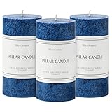3x6 Inch Navy Blue Pillar Candles Set of 3, Unscented Pillar Candle, Dripless and Smokeless Large Candles, Candle for Home Decor, Dinner Table,Weddings, Holidays