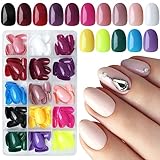 LuckForever 360pc Oval Press on Nails Short Fake Nails Oval Artificial Nail Short Press on Nail Almond Full Cover Acrylic French Colored False Nails tips with Nail Adhesive Tabs File for Women