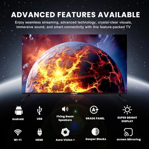 Image of Uniboom Optima Series102 cm (40 inch)HD Smart LED TV | Android TV with Voice Command App |5000+ Free Movies |30W Sonic Boom Speakers| 500+ Certified Apps |Mobile Remote |Mobile Screen Cast 40S-ULT-AED