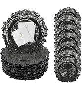 CeRaBuRET 24 Pack Charger Plates, 12.6" Round Plastic Reef Plate Chargers with Flora Reef Design ...