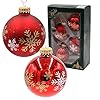 Dekohelden24 Lauscha Kerstballen Set 4 Stuks - Glanzend Rood Met Glitters En Rendierslee
