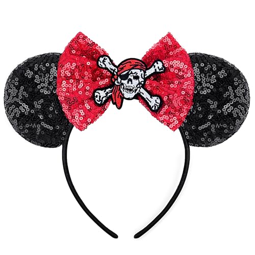 Leadinor Pirate Hat Accessories Pirate Costume Women Mouse Ear Headband for Adult Halloween Cruises Party