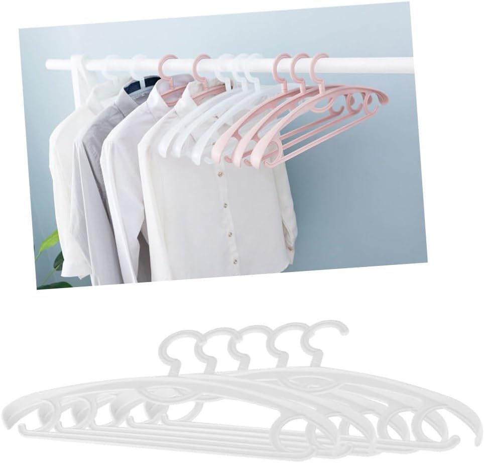 Traceless Plastic Clothes Hangers 10pcs, Thick Wide Shoulder Skidproof Coat Hangers with 360° Rotatable Hook for Windproof Clothes Drying and Closet Organization