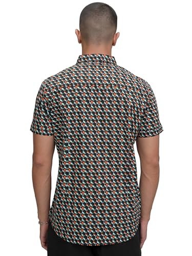 Image of Highlander Men's Geometric Print Half Sleeves Shirt | Bold & Contemporary | A Statement Piece Eftless Style