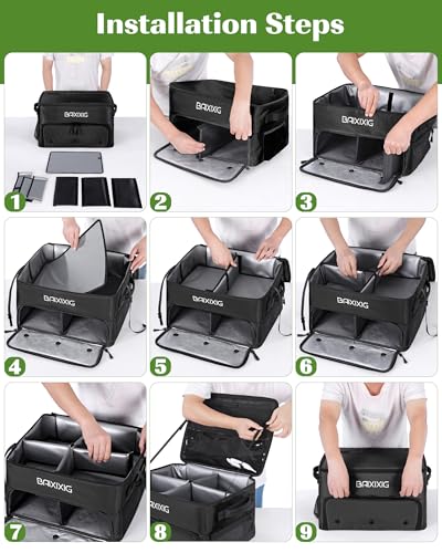 BAIXIXIG Golf Trunk Organizer, 2-Layer Storage with Shoe Pocket, Storage for Golf Accessories, Gifts for Golfers, Black — view 6