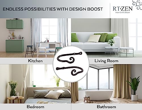 Rtzen Small Curtain Holders For Wall - Farmhouse Curtain Hooks For Drapes - Creative Black Curtain Tiebacks - Wrought Iron Drapery Curtain Holdbacks - Unique Metal Tie Backs For Curtains #TOP4