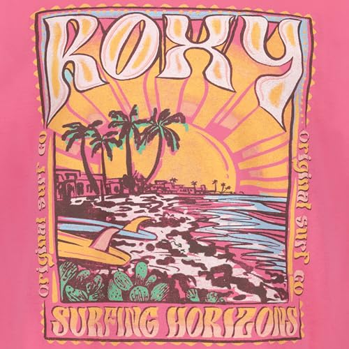 Image of Roxy Girls' Short Sleeve Oversized Fit Logo Tee, Crew Neck Graphic T-Shirt, Soft & Comfortable