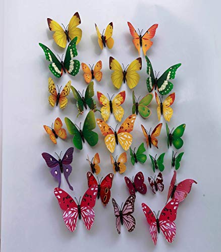 Rangoli Butterfly Wall Stick or Magnet for Home, Office, Kids Room Décor Self Adhesive Removable PVC. Design-4