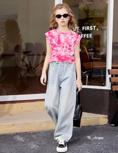 Image of Arshiner Girls T Shirts Cap Sleeves Casual Summer Tops Crewneck Tank Loose Fit Fashion Blouse Tee
