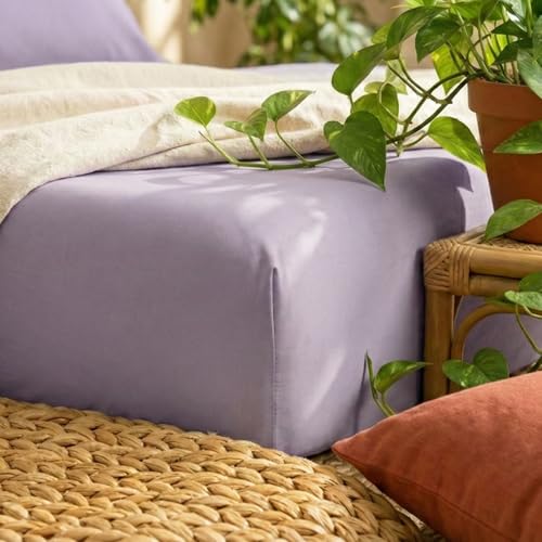 Image of Naksh Bedsheet for Double Bed King Size Plain 210 TC with 2 Pillow Covers | 100% Pure Cotton | 210 Thread Count | Soft, Breathable Fabric Built for Daily Use | Bed Sheet Double Bed | Lavender |