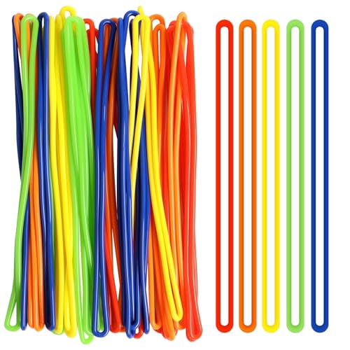 SBYURE 30 Pack Colourful Luggage Tags Bag Tag Loops 6 Inch Luggage Tag Strap for Luggage Tags ID Cards(Red Orange Green Yellow Blue)