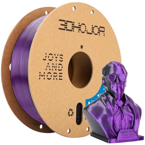 Image of 3DHoJor Silk PLA Filament 1.75mm Black Purple Dual Color PLA 3D Printer Filament 2 in 1 Coextrusion 1KG Spool(2.2lbs) 3D Printing Filament Dimensional Accuracy + /- 0.03mm Fits for Most FDM 3D Printers
