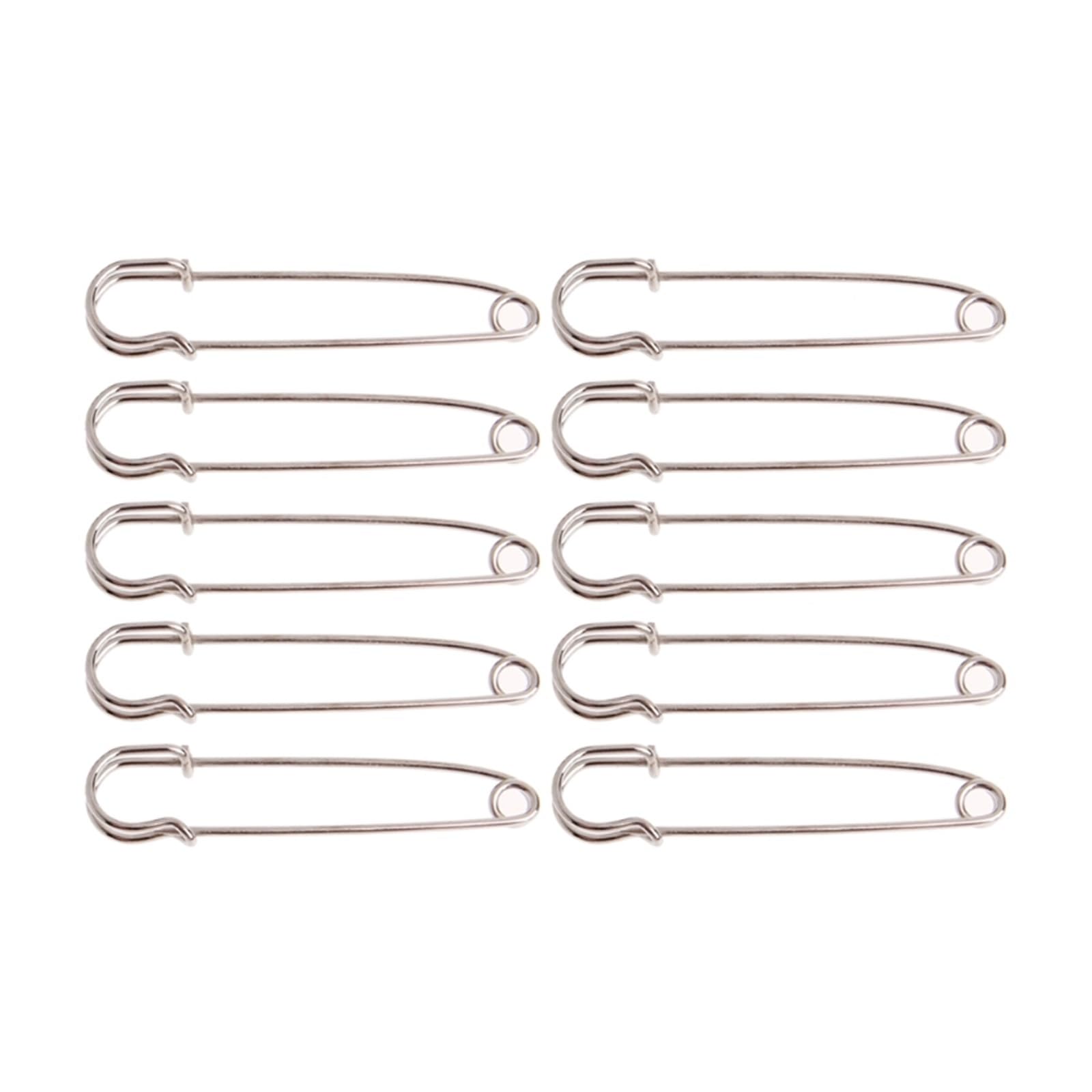 10 STÜCK Silberfarbene große robuste Sicherheitsnadeln DIY Nähwerkzeuge Edelstahl(10pcs-50mm)