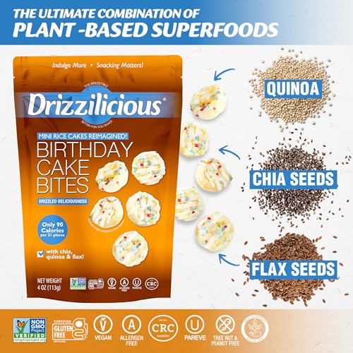 Drizzilicious Mini Rice Cakes Birthday Cake - Rice Crisps, Healthy Snack For Adults And Kids, Flavored Rice Cakes, Vegan, Gluten Free thumb #1