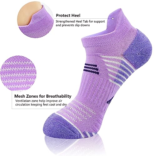 J.WMEET Womens Ankle Socks Athletic Cushioned Breathable Performance Sport Tab Cotton Quarter Women's Running Socks 6 Pack2