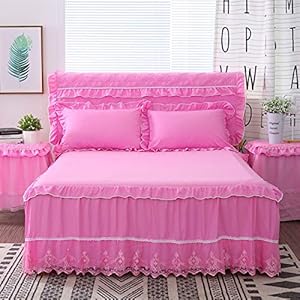 3 Stks Kant Bed Rok Beddengoed Set Prinses Beddengoed Sheet Bed Voor Meisje Bed Rok Maat Bed Rok Set Spreien Queen Bed…