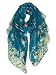 GERINLY - Lightweight Floral Birds Print Shawl Scarf For Christmas Season (Teal)