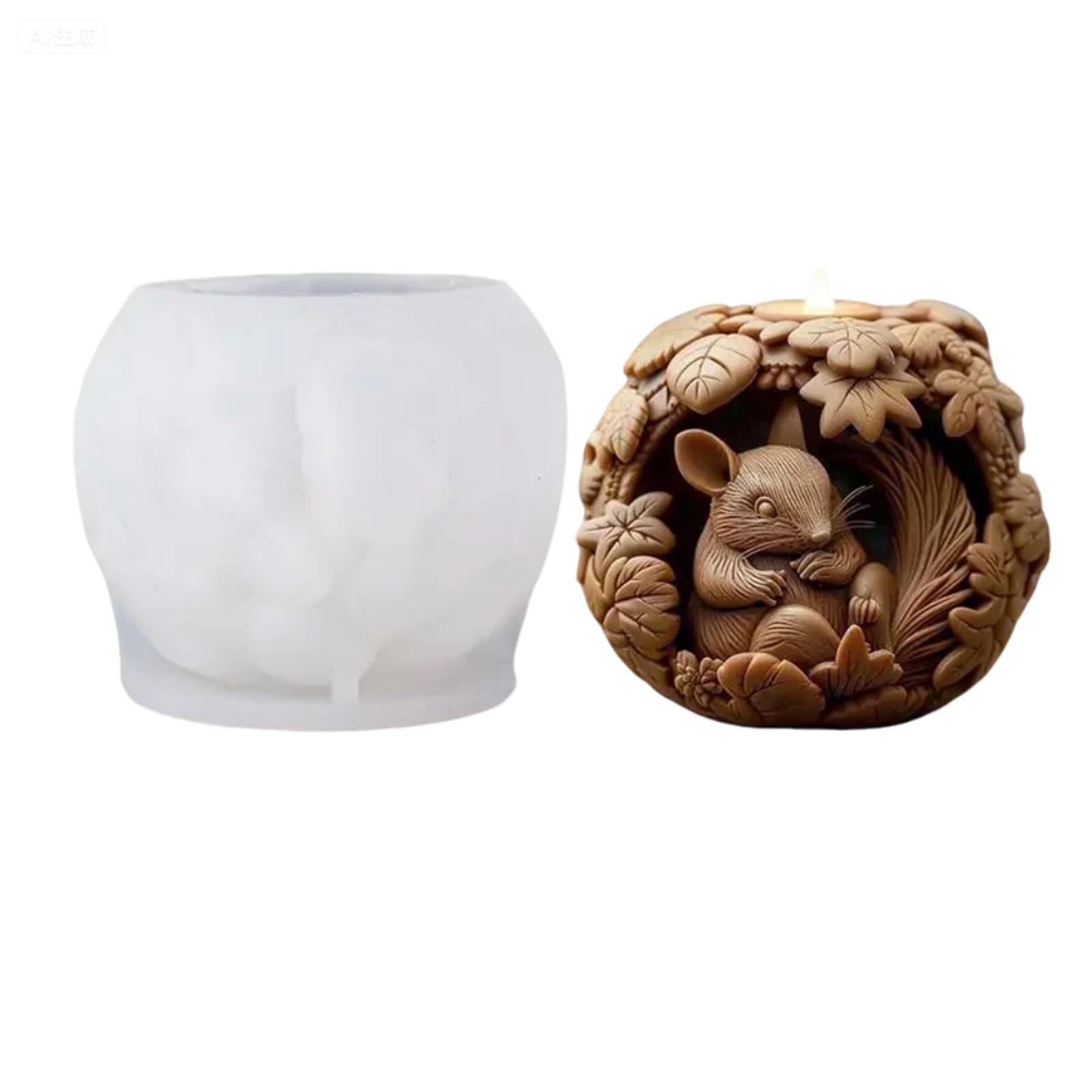 Buxuaaaa Squirrel Figurine Silicone Mold Animal Statue Silicone for Soap Chocolate Baking and Resin Casting Gift Mold