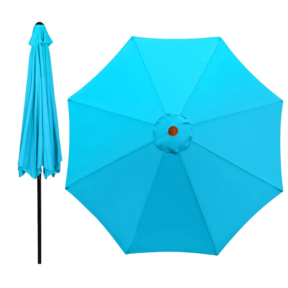 Housse de rechange pour parasol de 3 m, 8 baleines, pas de support de parasol, Bleu océan., 300cm, 8 Rippen
