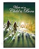Religious Christmas cards - Shepherds, pack of 20, 5x7in, printed in England, with Bible verse. Christian Christmas cards with envelopes bulk, by Just Cards Direct