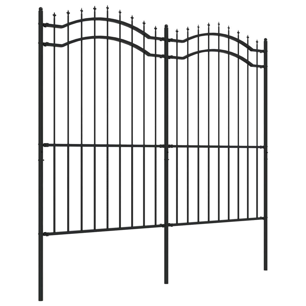 Recinzione da Giardino con Punta a Lancia Nera 222cm Acciaio,Recinzione da Giardino,Recinzioni Decorative da Giardino-151083
