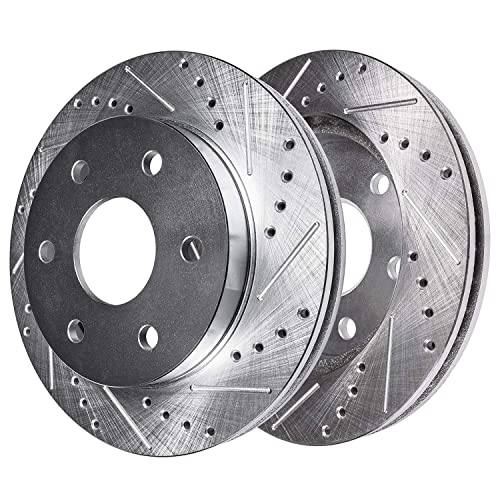 Image of Detroit Axle - Front Drilled Brake Rotors Wheel Hub Bearings + 24pc Lug Nuts w /keys Replacement for Chevy Traverse Buick Enclave GMC Acadia - 30pc Set