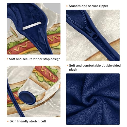 Hot Dog Girls Fleece Jacket Girls Fall Jacket Girls Zip Up Hoodie Girls Sherpa Jacket 2-10T3