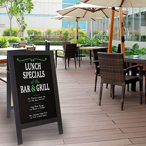 Large Sturdy Handcrafted 40" X 20" Wooden A-Frame Chalkboard Display / 4 Liquid Chalk Markers & Stencil Set/Sidewalk Chalkboard Sign Sandwich Board/Chalk Board Standing Sign (Black) #TOP2