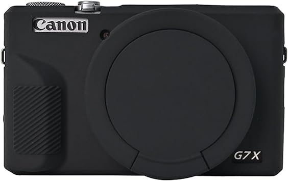 G7X Mark III Camera Case,Soft Silicone Protective Case Ultra-Thin Lightweight Cover for Canon PowerShot G7X Mark III Camera with Lens Cover Black