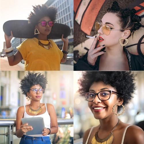 JeryWe 4 Pairs Custom Bamboo Hoop Earrings for Women 14K Gold Plated, Heart -Shaped Oversized Door Knocker Design, Personalized Hip Hop Style Jewelry, Vintage 90s Y2K Aesthetic3