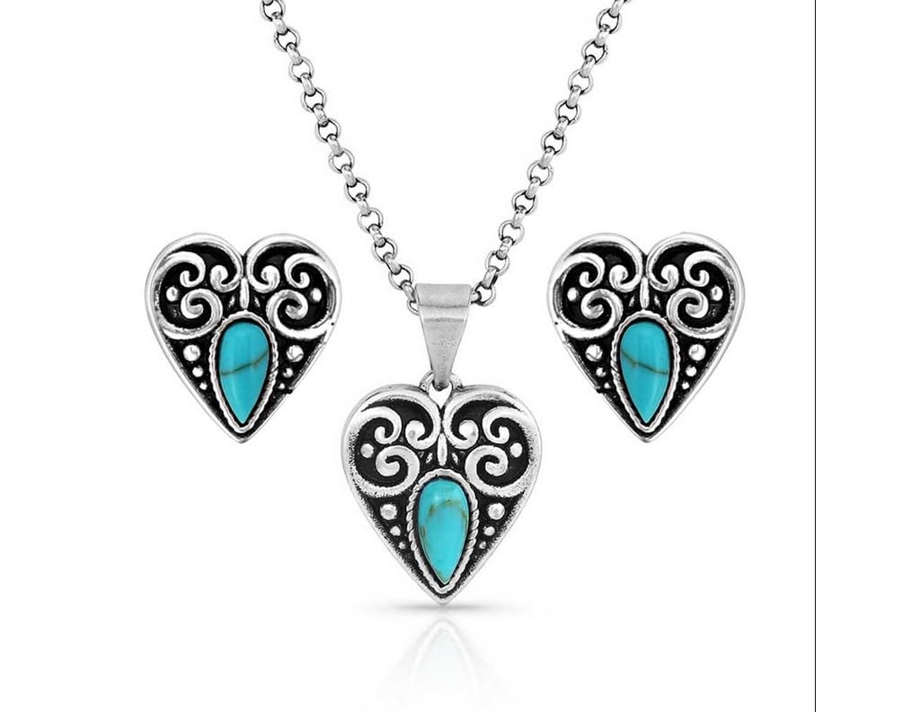 Montana Silversmiths Turquoise Western Inspired Jewelry Set, Brass, No Gemstone