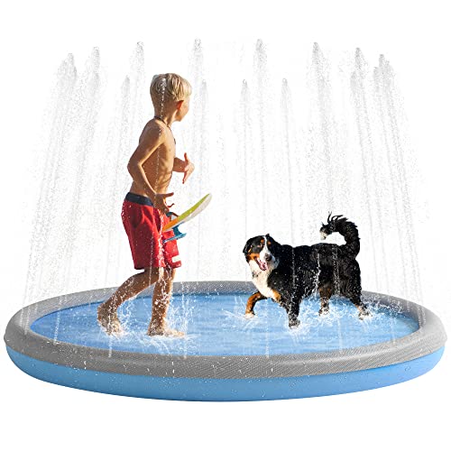 Niubya Splash Pad for Dogs and Kids, Thicken Sprinkler Pad Pool Summer Water Toys for Toddlers, Pet Water Play Toy Wading Pool Mat, Fun Outdoor Garden Lawn Backyard Play Mat