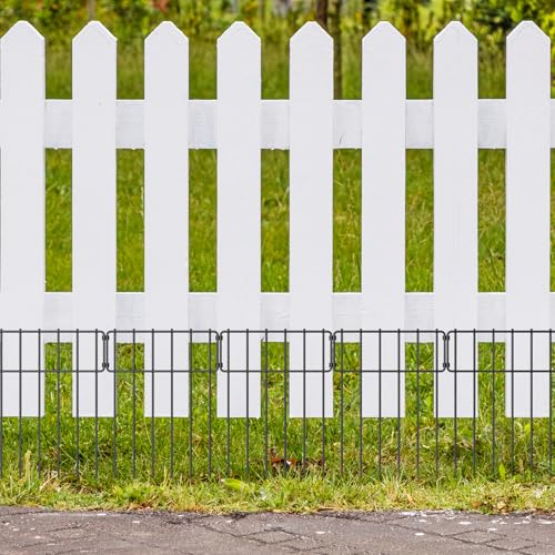 LIANTRAL 10 Stück Tier Barriere Zaun, Dekorativer Gartenzaun, rostfreier Metalldraht, Kein Graben-Zaun Patio-Grenze Tierzaun für Hunde Kaninchen im Freien Patio, 43 cm H x 3.3 m Gesamtlänge