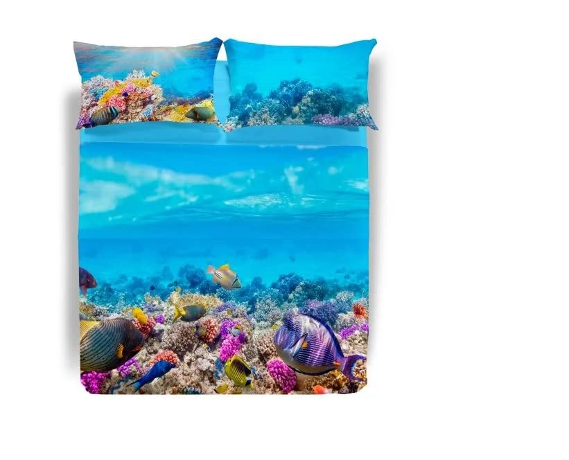 Caleffi Completo letto lenzuola copriletto matrimoniale due piazze modello Oceano sogni di viaggio
