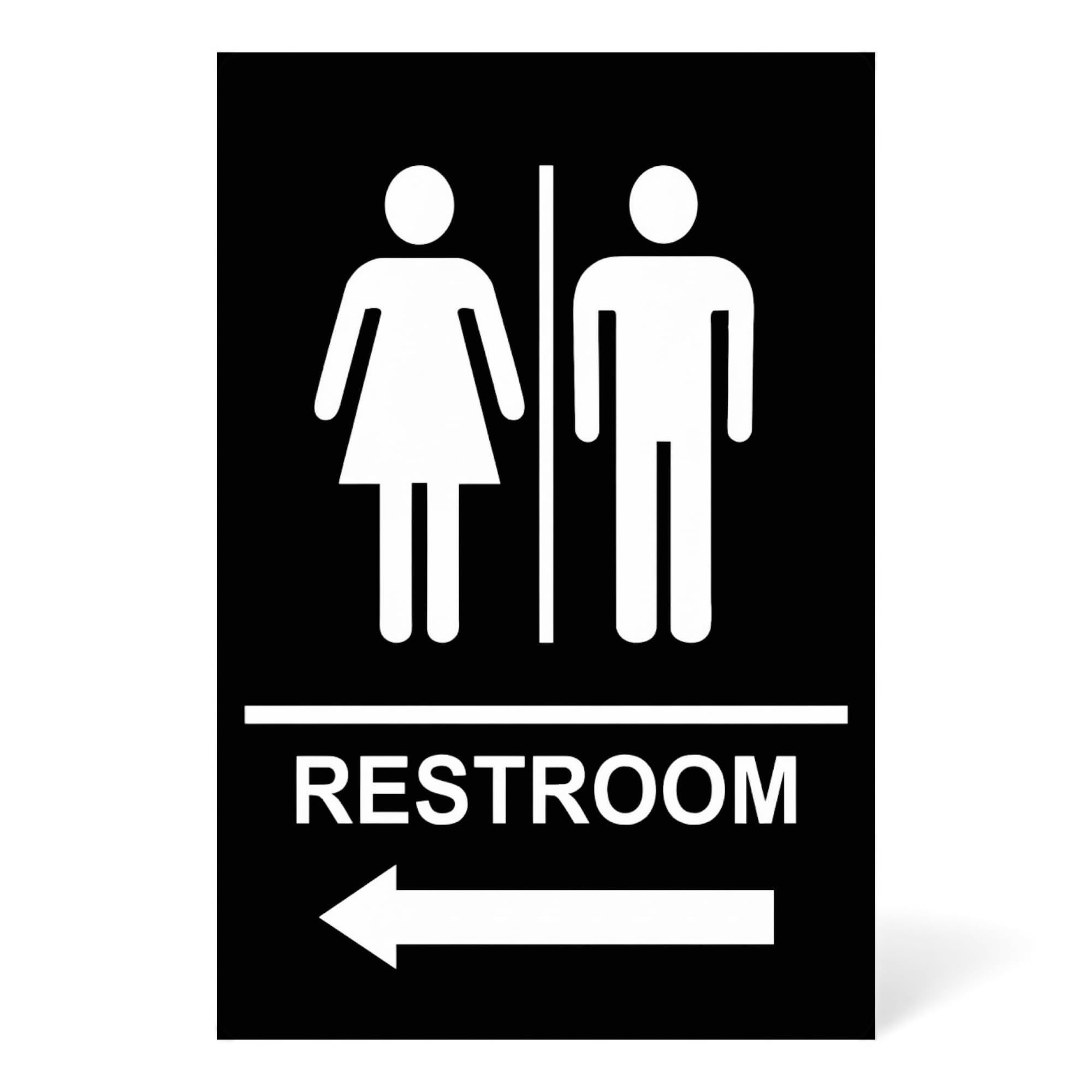 ADA Directional Restroom Sign with Arrow (Right - Left) 6"x9" (Left, Black)