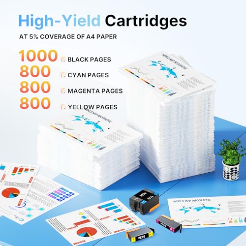 Image of 923e 923 Ink Cartridges for HP Printers with Chip Replacement | for HP 923XL Ink Cartridges Combo Pack for OfficeJet Pro 8135e 8130e 8139e 8138e 8122e 8120 8124e 8125e 8132e 8134e Printer