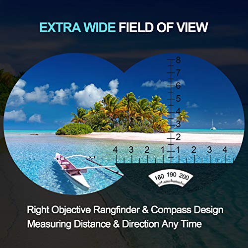 Qunse 10X50 Marine Binoculars For Adults, Waterproof Binoculars With Rangefinder Compass,Bak4 Prism Navigation Birdwatching Hunting (Camouflage) #TOP4