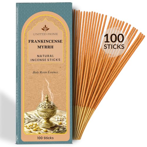 Pure Frankincense & Myrrh Incense 100 Insence Sticks No Charcoal Clean Burning Stick Inscent 100% Natural Organic Non Toxic Sustainably Harvested Church Incense - Positive Vibes Incense