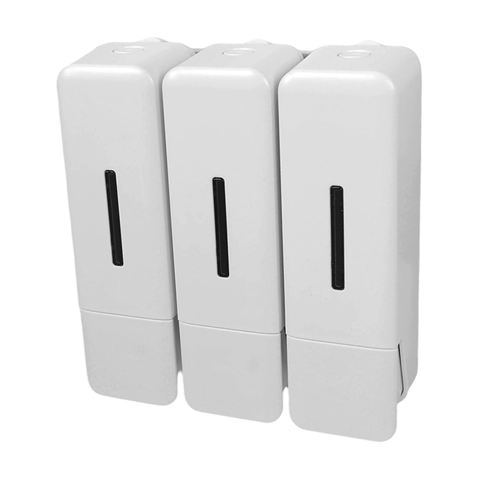 Dispenser di Sapone Manuale Design a Tenuta Stagna a 3 Camere per Doccia, Bagno, Dispenser di Liquidi da 250 Ml (Bianca)