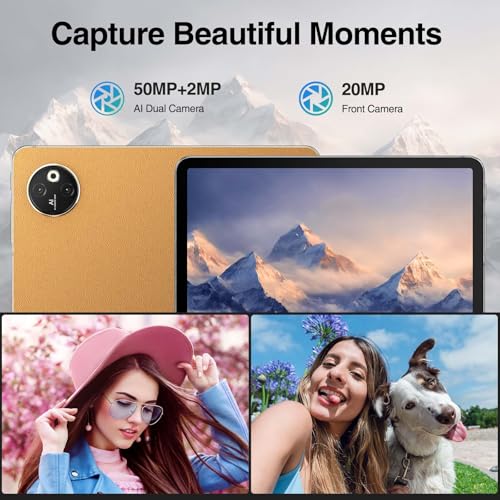 Image of T30 MAX Tablet 12.4 Inch, 4K Android 14 Tablet,10800mAh Battery /33W Fast Tablets with 20GB RAM 512GB Storage, Helio G99 Octa Core CPU, 50MP+20MP+2MP, 4 Speakers, 4G LTE Cellular,Khaki