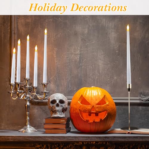 Image of Tuanse 40 Pcs Flameless Taper Candles LED Battery Operated 12.8 inch 10.8 inch 9.7 inch 8.5 inch Fake Waxy Candle Flickering Taper Candlestick for Church Wedding Halloween Christmas Party Decor, No Battery(White)
