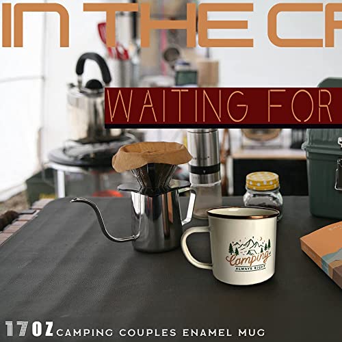 image for Roadmap Camping Gifts Camping Mugs Set of 2 Travel Holiday Enamel Coff