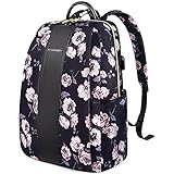 KROSER Rucksack Damen Laptop Rucksack für 15.6 Zoll(39,6cm) Laptop Schulrucksack Stylischer Moderner Einfacher Business Rucksäcke Wasserabweisend Nylon mit USB-Ladeanschluss für Reisen/Mädchen MEHRWEG