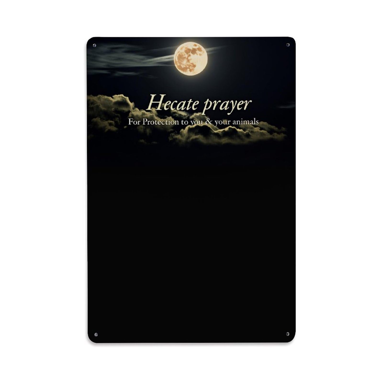 Enderetf Vintage Moonlit Sky Clouds Hecate Prayer Tin Sign Metal Poster, Home Bar Garage Man Cave Cafe Indoor & Outdoor Wall Decoration 8X12inches