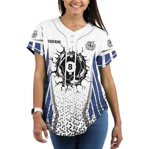 Camiseta de béisbol personalizada estilo fanático de billar con diseño 3D de sóftbol miniatura 2