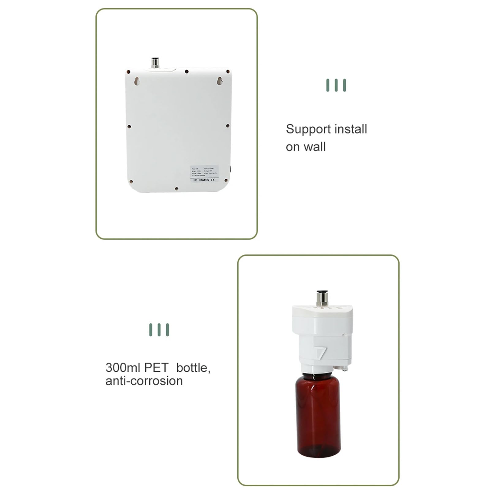 Diffusore di aromi di oli essenziali (controllo app), funzione timer automatico WiFi intelligente, copertura (150 m³) + capacità serbatoio acqua: 300 ml, per grandi stanze, affari,