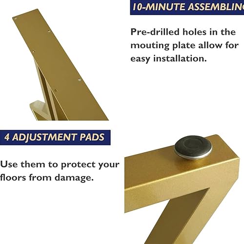 Miniatura 3 de Patas de mesa modernas de metal industrial dorado para comedor, patas de escritorio de 28 pulgadas, base de hierro fundido, soldadura, mesa de