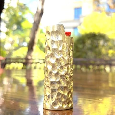 Lucklybestseller Heavy Lighter Case Cover Holder Sleeve Pouches Metal Crater Pattern Design for BIC Full Size Lighter J6 Cover