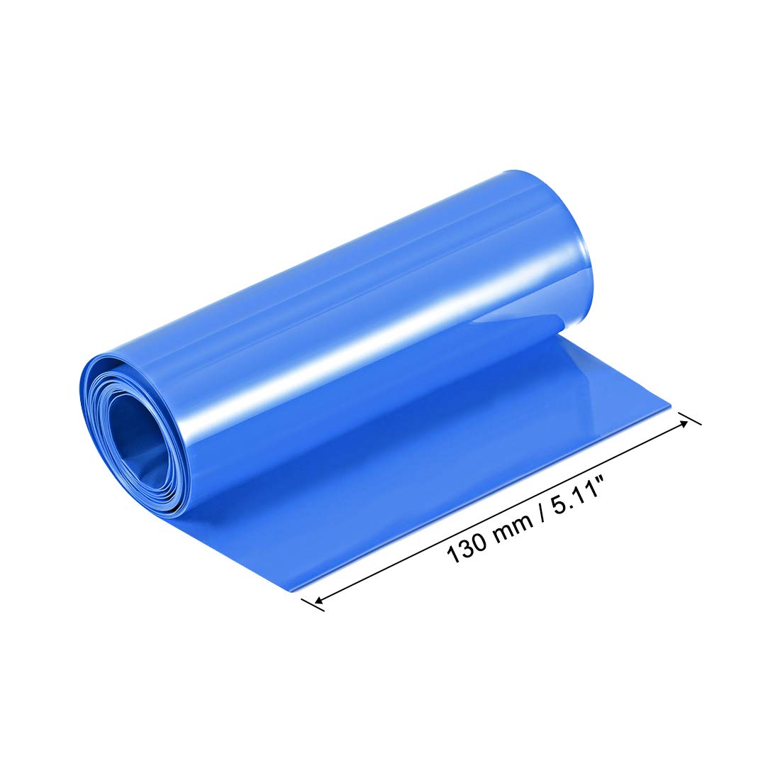 uxcell PVC Heat Shrink Tube 130mm Flat Width Wrap for Dual Layer 5 Meter Blue