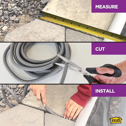 m-d building products - versatile gray foam backer rod set 12in x 20ft - essential caulk saver for sealing concrete gaps expansion joints and crack filling 71480